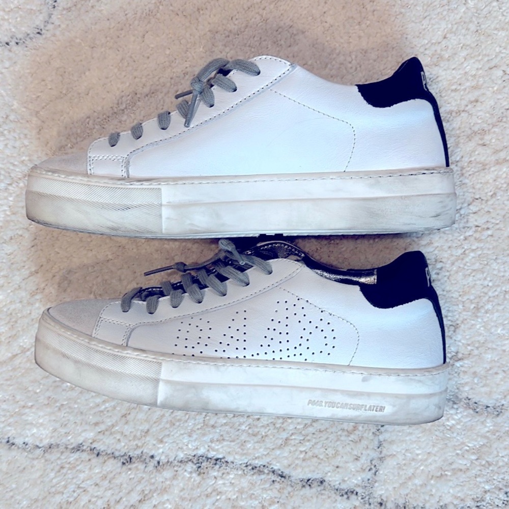 P448 white leather sneakers